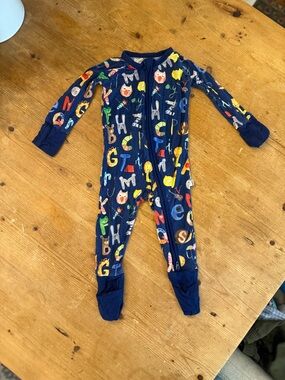 Little Sleepies Navy Alphabet Footed One-Piece